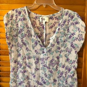 Sheer Floral Print Blouse